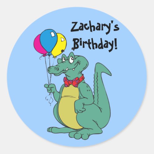 Happy Birthday Alligator Balloon Sticker