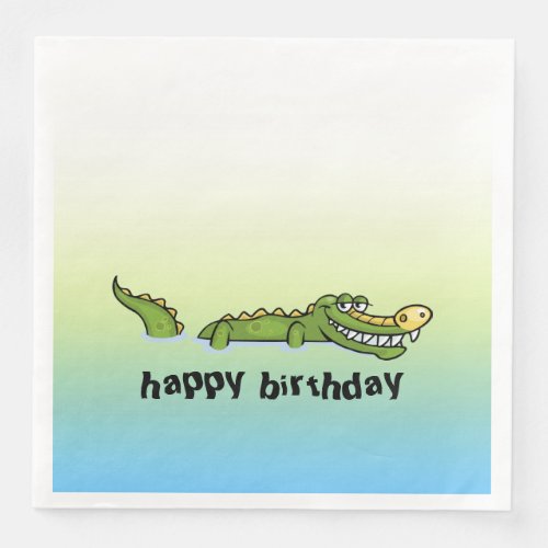 Happy Birthday Alligator Paper Dinner Napkins