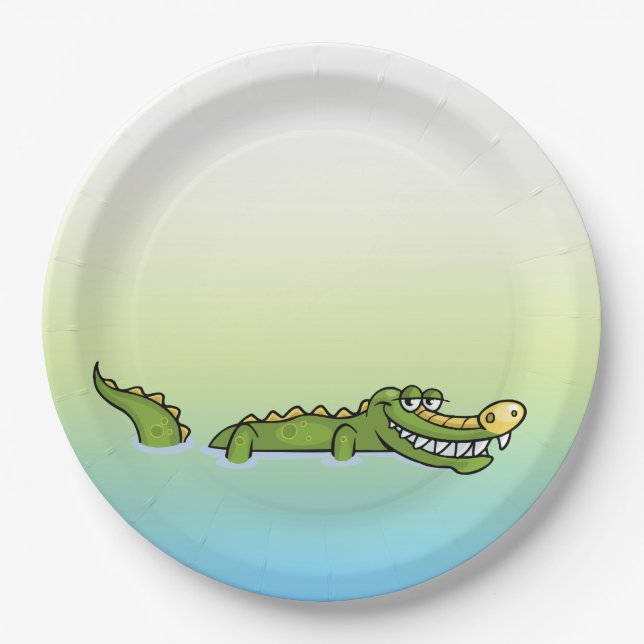 Happy Birthday Alligator Paper Plates (Front)