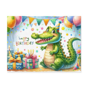 Happy Birthday Alligator Party Card