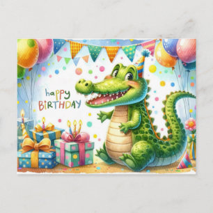 Happy Birthday Alligator Party Card