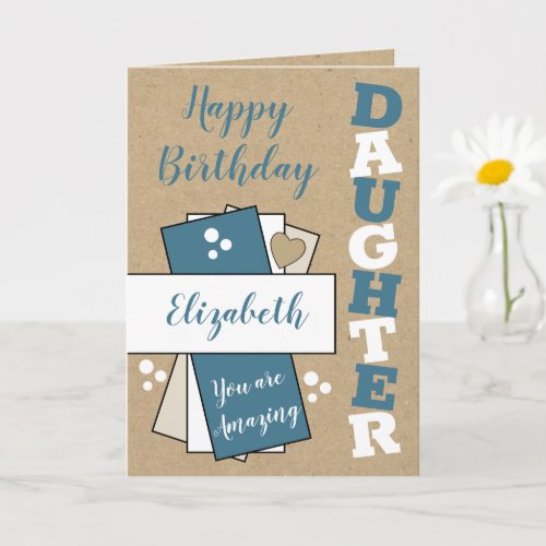 Happy Birthday amazing Daughter blue rustic Card