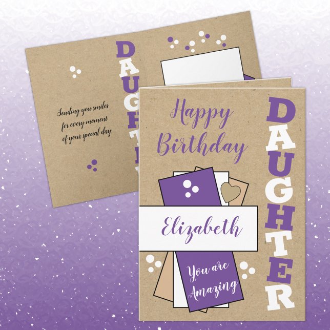 Happy Birthday amazing Daughter purple rustic Card (Creator Uploaded)