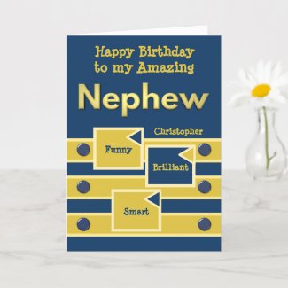 Happy Birthday Amazing Nephew navy and gold Card
