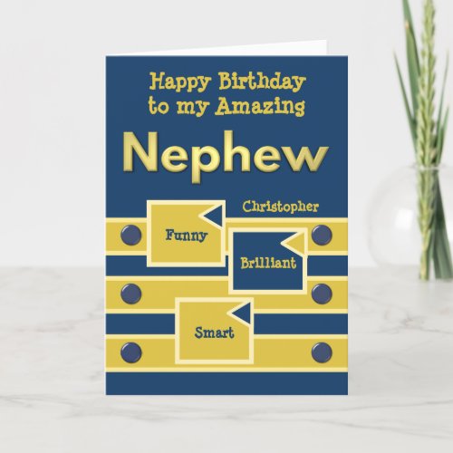 Happy Birthday Amazing Nephew navy and gold Card