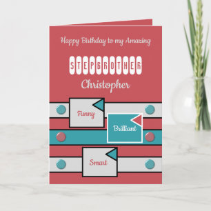 Happy Birthday amazing Stepbrother red Card