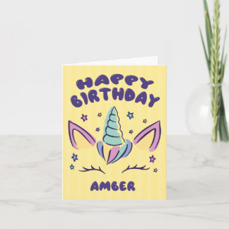 Happy Birthday Amber  | Unicorn Birthday Card