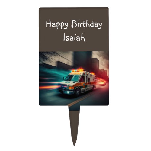 Happy Birthday Ambulance EMT Paramedic Custom Cake Topper