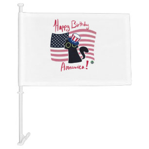 Happy Birthday, Ameowica Patriotic KitKat Car Flag