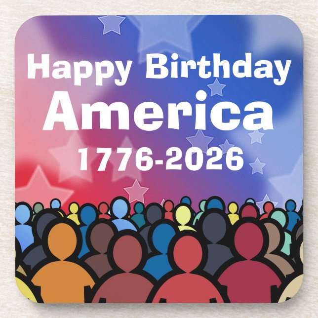 Happy Birthday America 1776 to 2026 Beverage Coaster (Front)
