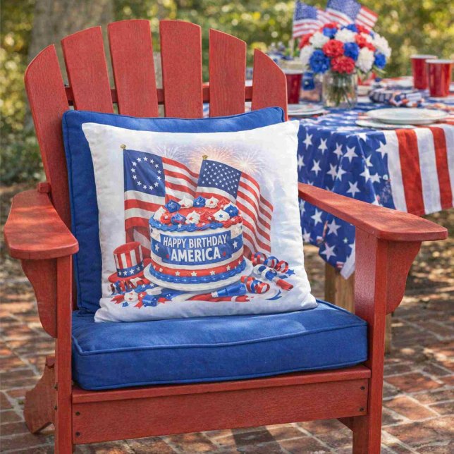 Happy Birthday America 250 Patriotic  Outdoor Pillow (Creator Uploaded)