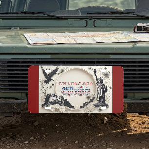 Happy Birthday America 250 Years Soft Ivory Classy License Plate