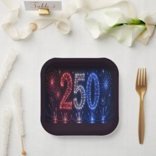 Happy Birthday America 250th Anniversary Patriotic Paper Plates