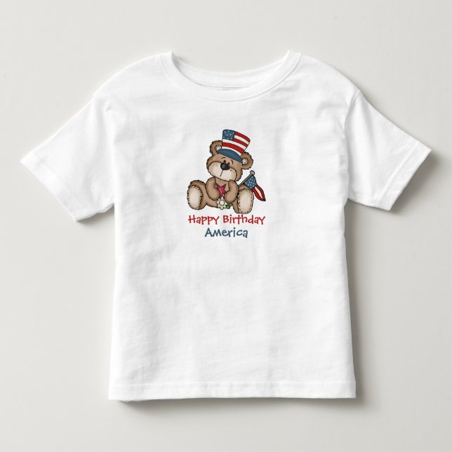 Happy Birthday America 4th of July bear T-Shirt (Front)