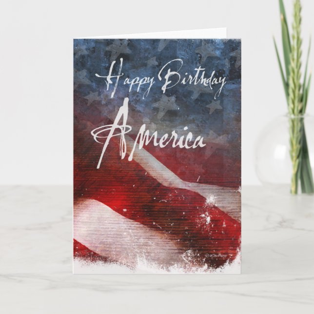 Happy Birthday America-Aged flag Card (Front)