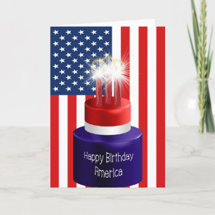 Happy Birthday America Card Cake & Candles