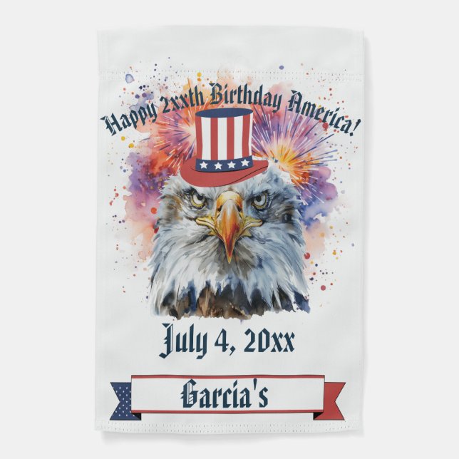 "Happy Birthday America!" Customizable Garden Flag (Front)