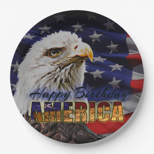 Happy Birthday America Eagle BG _ Paper Plates