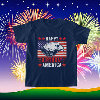 Happy Birthday America Eagle  T-shirt by DoodlesHolidayGifts at Zazzle