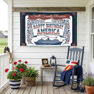 Happy Birthday America Family Union Cruise Ship Banner