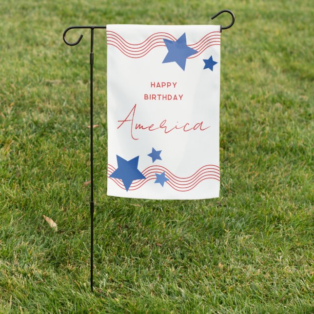 Happy Birthday America July 4th Party Garden Flag (In SItu)