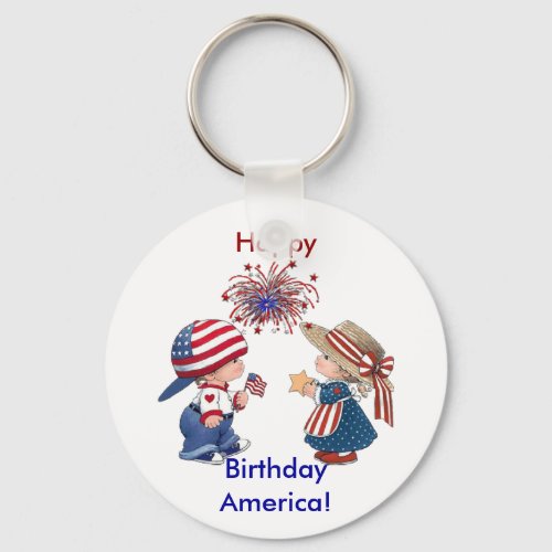 Happy Birthday America Keychain