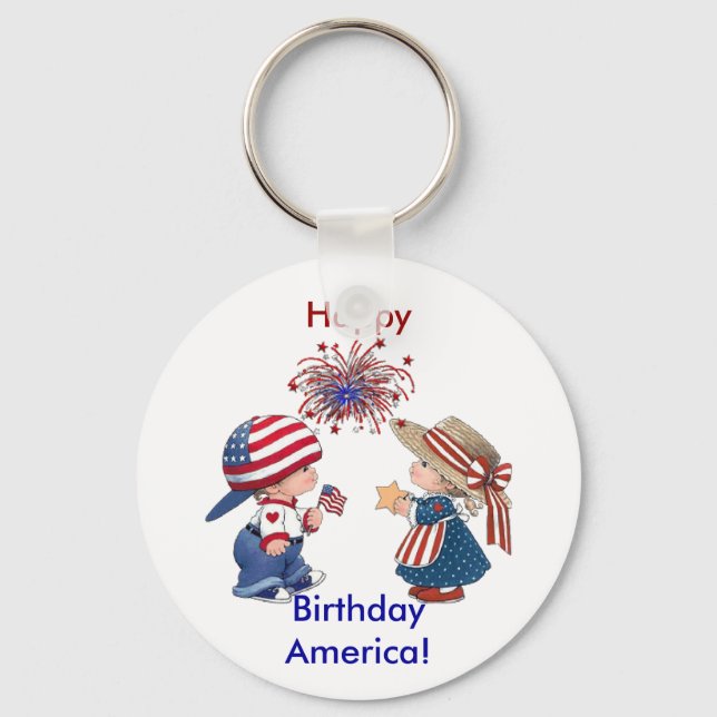 Happy Birthday America Keychain (Front)