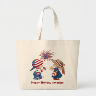 Happy Birthday America Large Tote Bag