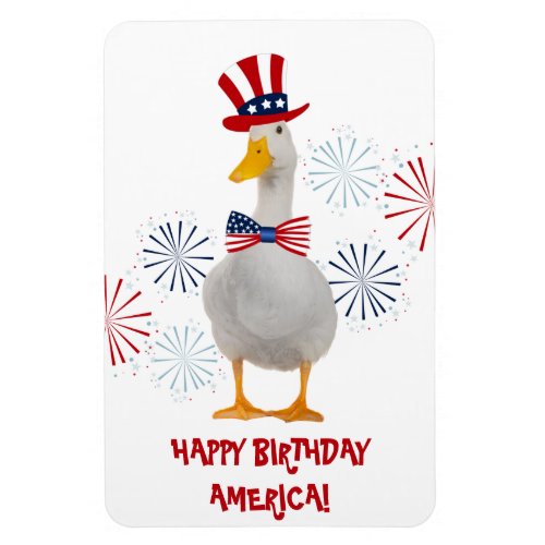 Happy Birthday America Patriotic Duck Magnet