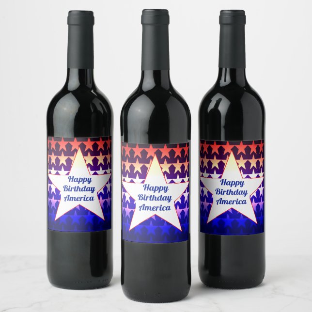 Happy  Birthday America  Personalize Wine Label (Bottles)