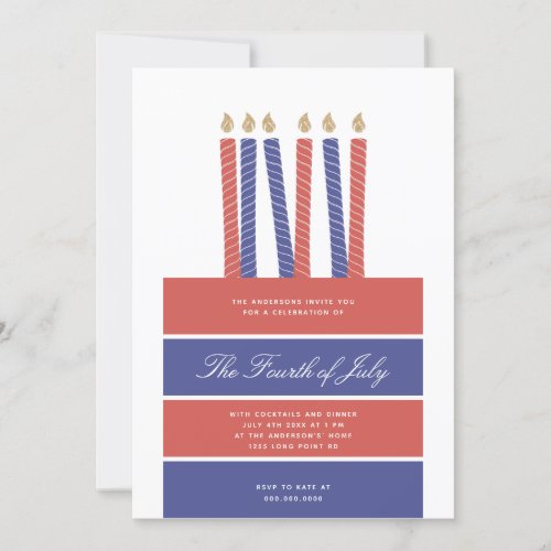 Happy Birthday America Red Blue 4th of July Party Invitation
