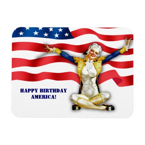 Happy Birthday America Retro Pin_Up  Magnet