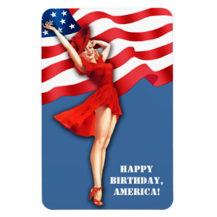 Happy Birthday, America. Retro Pin-Up Magnet
