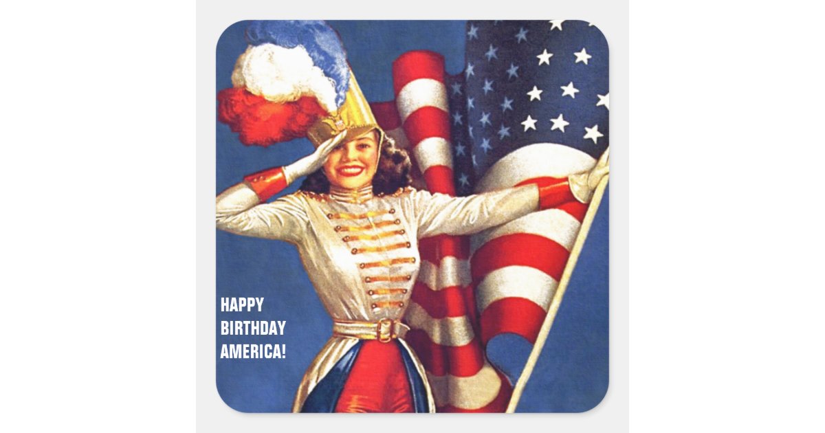 Happy Birthday America Retro Pin Up Stickers Zazzle Com