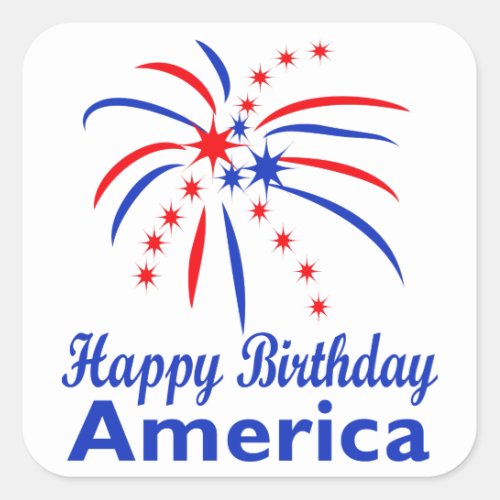 Happy Birthday America Square Sticker