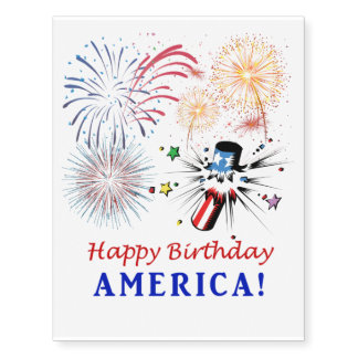 Happy Birthday America Temporary Tattoos