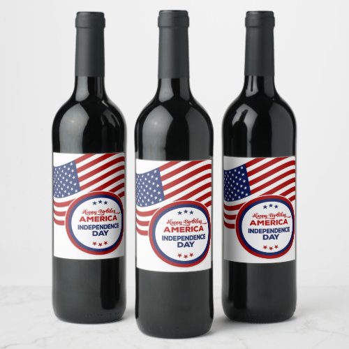 Happy Birthday America Wine Label Set