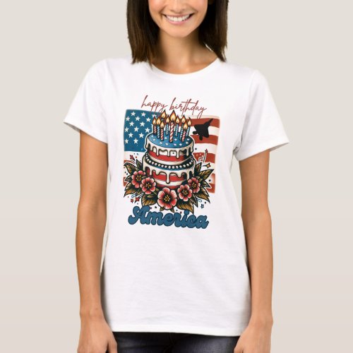 Happy Birthday America With F_22 Jet T_Shirt