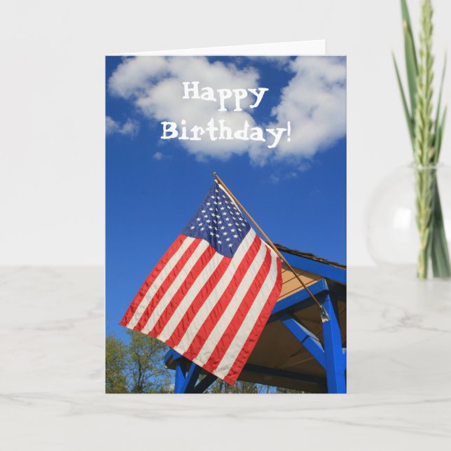 Happy Birthday American Flag greeting card (Front)