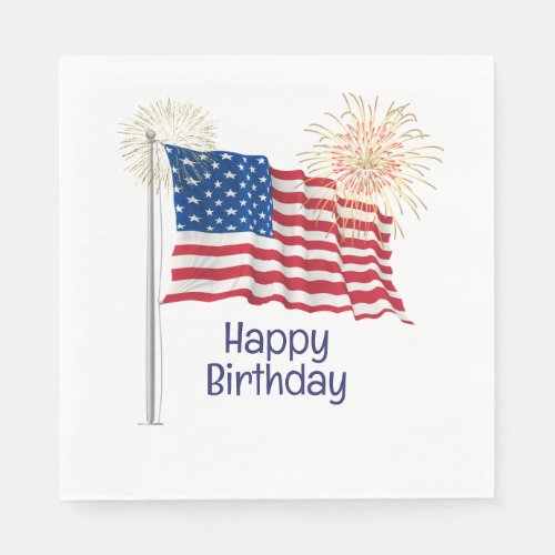 Happy Birthday American Flag Napkins