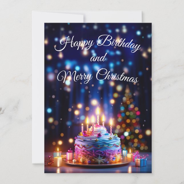 Happy Birthday and Merry Christmas Holiday Card (Front)