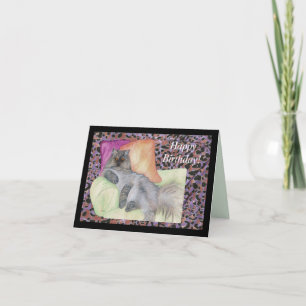 Happy Birthday and Persian Cat Greeting Card