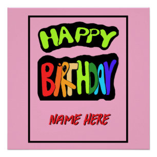 Happy birthday and personalize name poster
