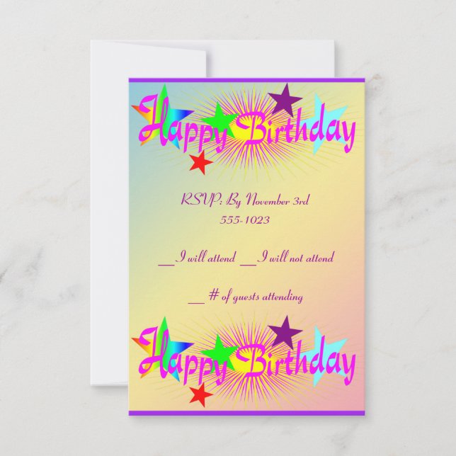 Happy Birthday and Stars - Invitation (Front)