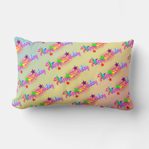 Happy Birthday and Stars - Lumbar Pillow