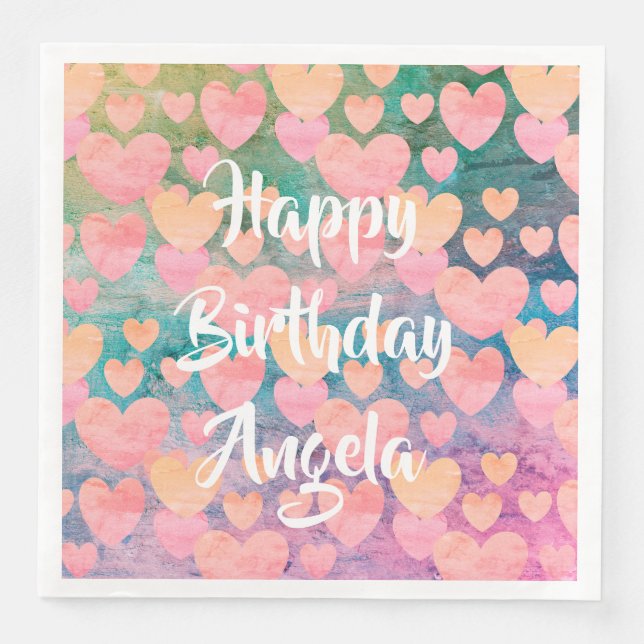 Happy Birthday #Angela party napkins by DAL (Front)