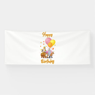 Happy Birthday Animal Collection 4x10 Vinyl Banner
