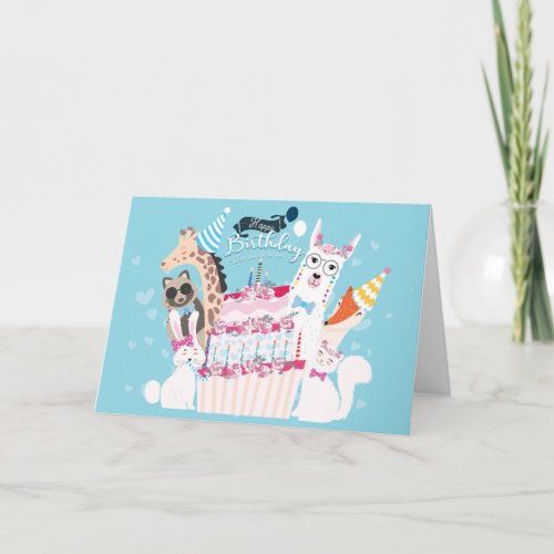 Happy Birthday Animals and Cake Card
