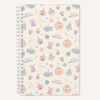 Happy Birthday Animals Ivory Notebook