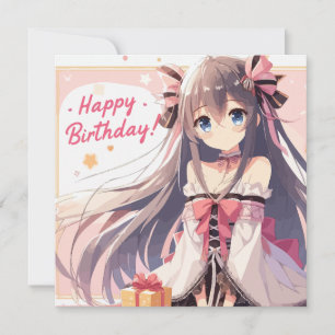 Happy Birthday Anime Girl Personalize Custom card
